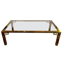 Sophisticated Mid-Century Modern Brass Greek Key Motif Mastercraft Coffee Table