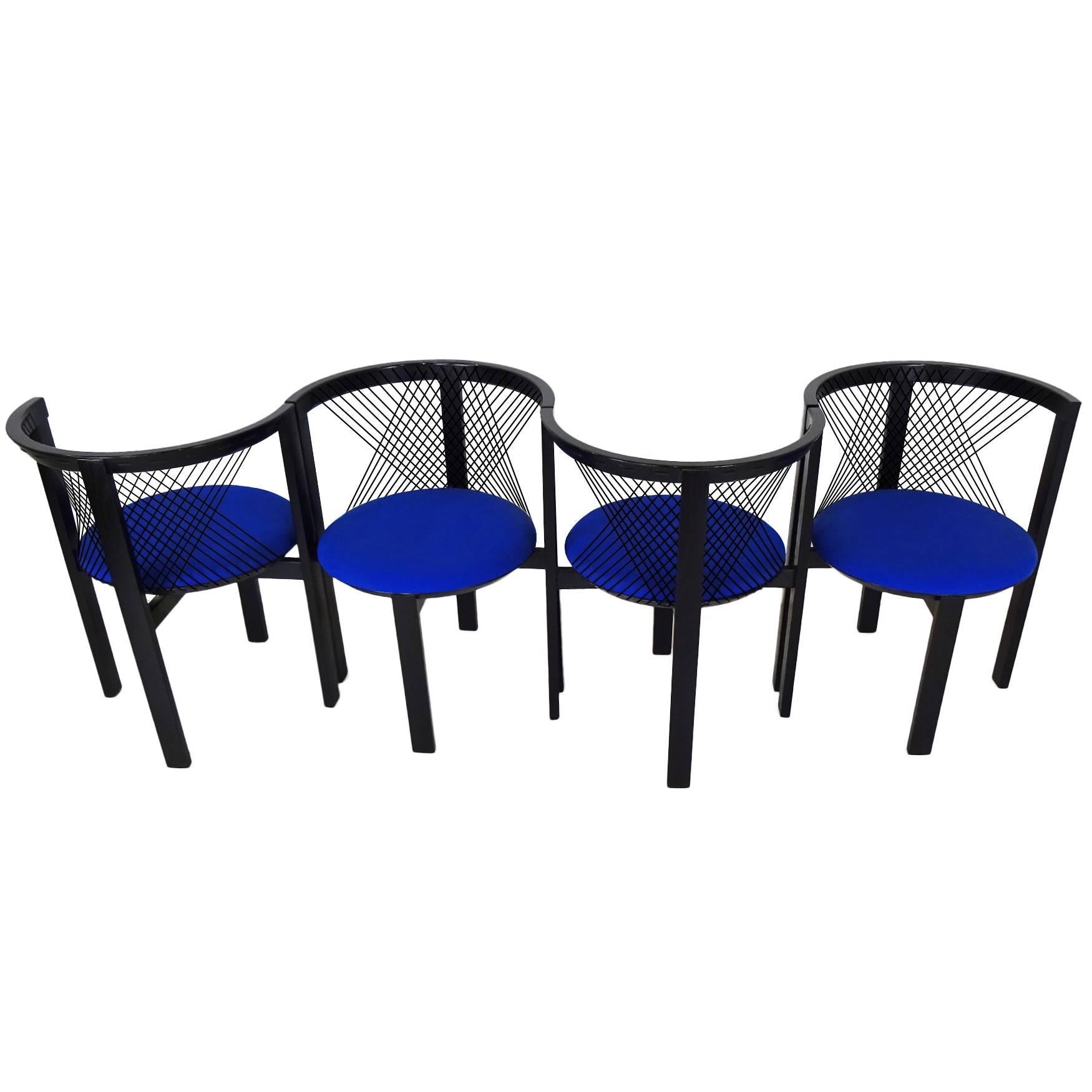 Set of Four Niels Jørgen Haugesen Danish String Chairs for Tranekaer Furniture For Sale
