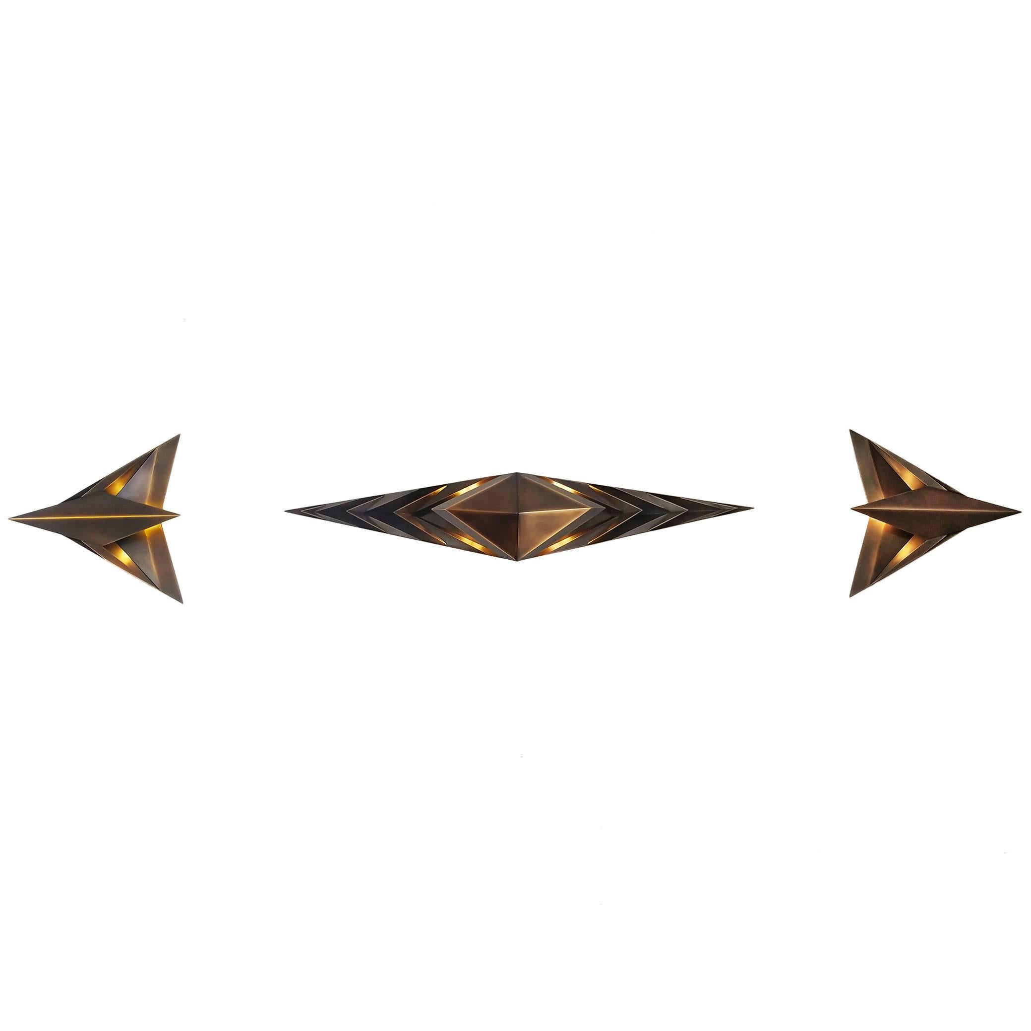 Parenthetical Light, Bronze Wall Sconce Trio by Force/Collide