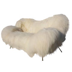 Exclusive Re-Upholstered Fritz Neth Sofa, Nordlandic Sheep Fur