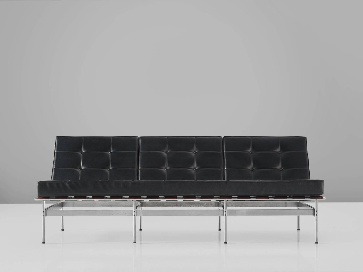 Dutch Kho Liang Le for Artifort Sofa in Rosewood and Leatherette