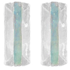 Pair of 1970s Murano Glass Sconces with Opalescent Center Detail