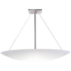 Minimalist Shallow Glass Dish Pendant Light in Satin Aluminum