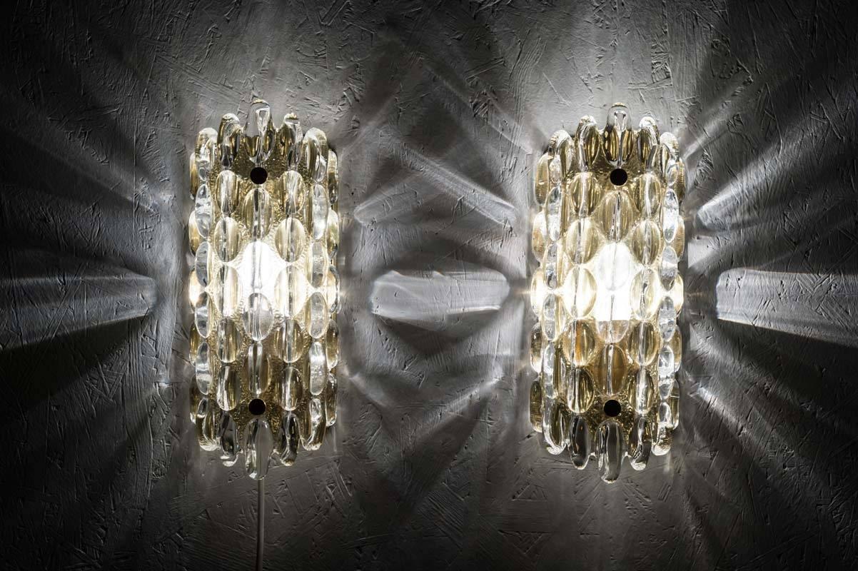 Brass Swedish Wall Sconces by Carl Fagerlund for Orrefors