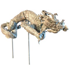 Chinese Antique Imperial "5 Claw" Dragon Bronze Sculpture