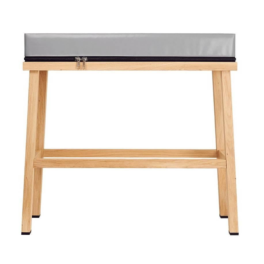 Visser and Meijwaard Truecolors High Bench in Grey PVC Cloth with Zipper Detail For Sale