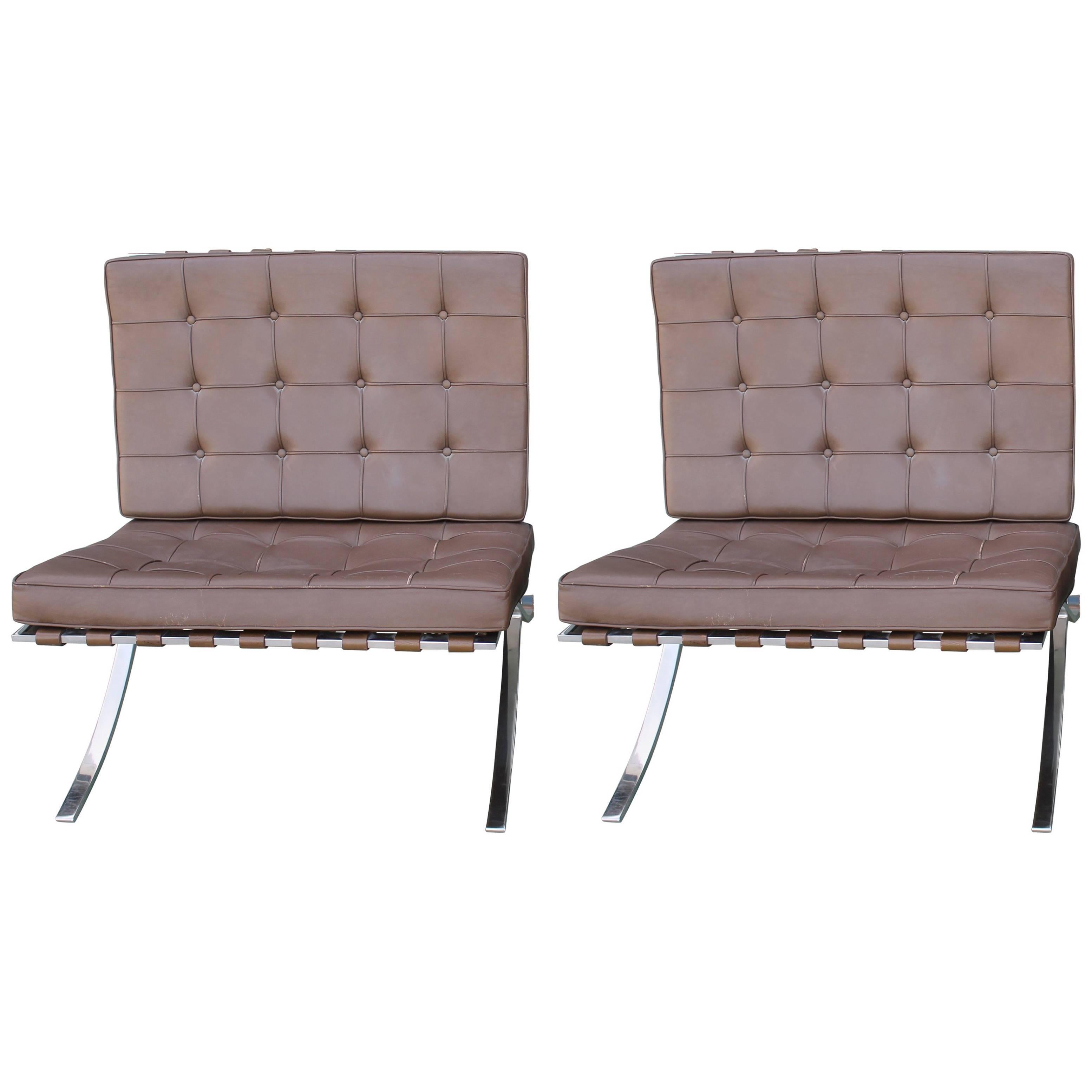 Pair of Mies van der Rohe Knoll Barcelona Chairs