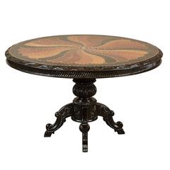 19th Century British Colonial Pedestal Table with Inlaid Top