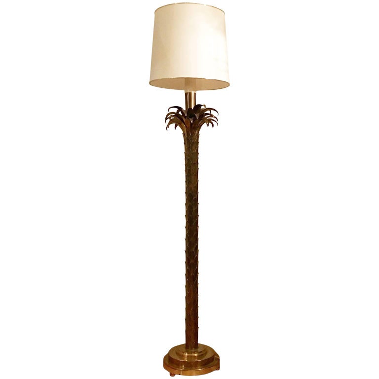 1950s Palm Tree Or Pineapple Floor Lamp Heavy Golden Brass An Unusual 1950s Palm Or Pineapple Floor Lamp Thick Heavy Brass Leaves Intricate Trunk