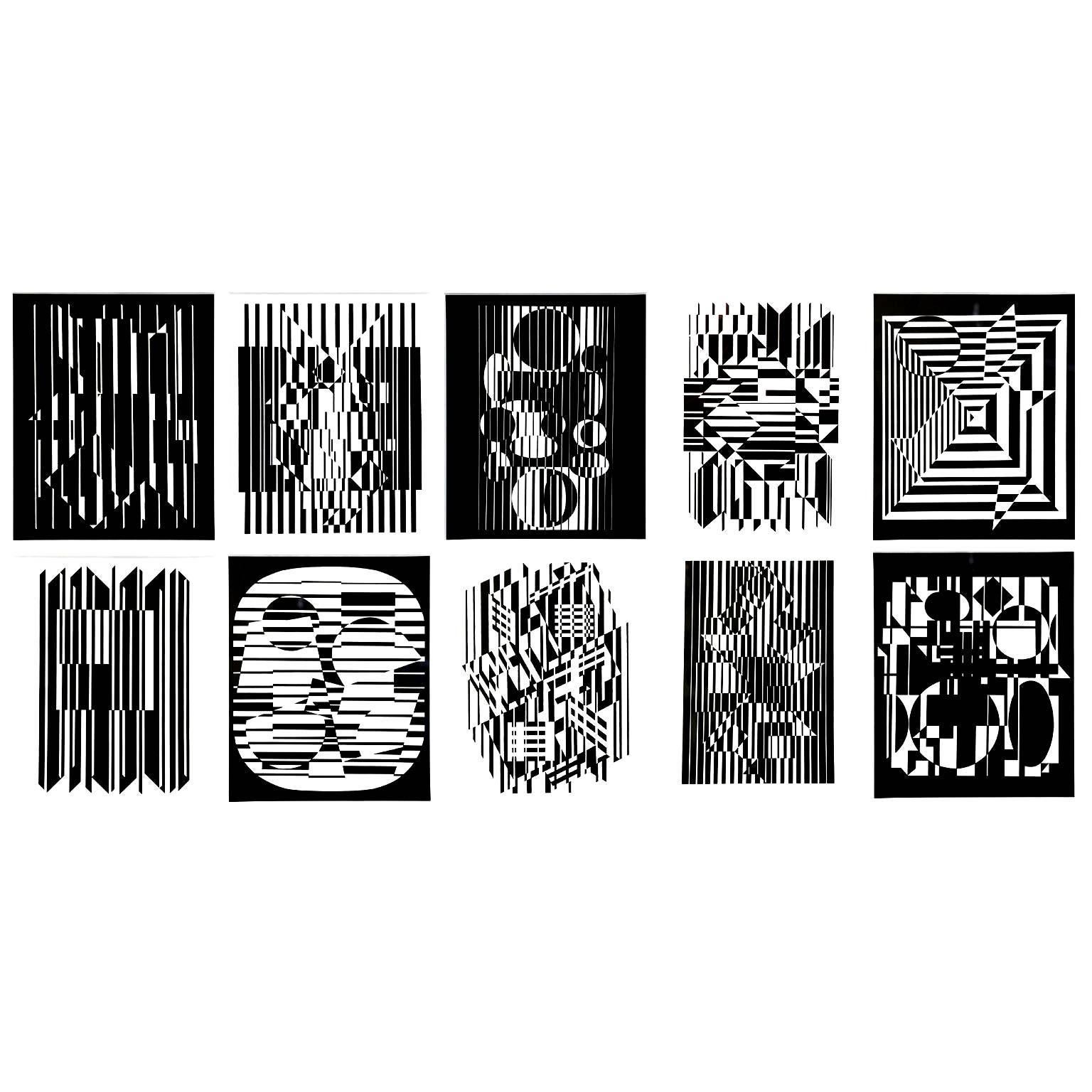 Set of Ten Original Victor Vasarely “Lineaires” Prints