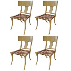 T.H. Robsjohn-Gibbings Inspired Limed/Cerused Oak Klismos Chairs