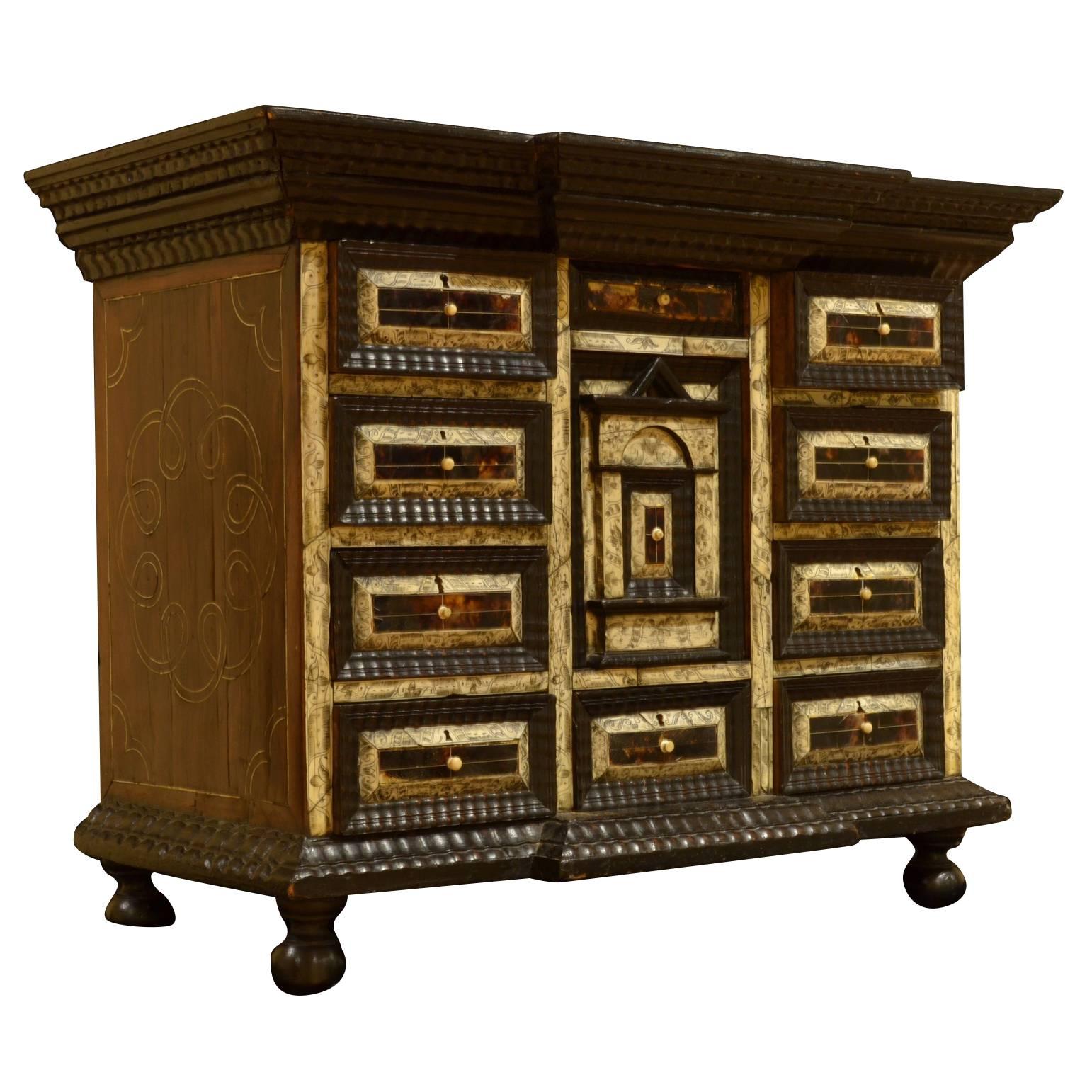 Mexican Tortoiseshell and Pen-Engraved Cabinet For Sale