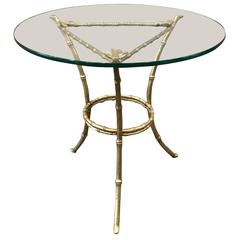 French Baguès Faux Bamboo Bronze Side Table 4