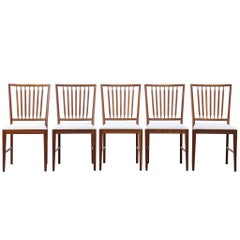 Set of Five Swedish Dining Chair Scandinavian Design Teak Vintage