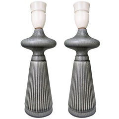 Pair of Danish Modern Pewter Green Table Lamps by Soholm, 1960s