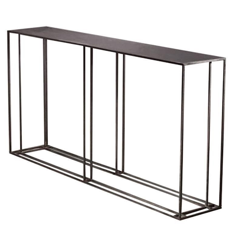 Loft Binate Console Table — Large — All Blackened Steel — Made in Britain For Sale