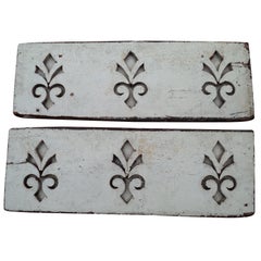 Pair of Antique Architectural Fleur de Lis Carved Panels