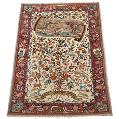 Rare Pure Silk Persian Farahan, Inscribed