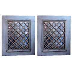 Painted Wrought Iron Lattice Mirrored Windows