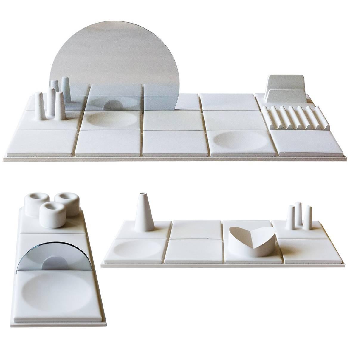 Salle de Bain, Set of Three, Handmade Cast Concrete Tray in White by UMÉ Studio