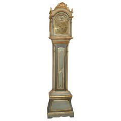 Danish 18th Century Painted and Parcel-Gilt Longcase Clock