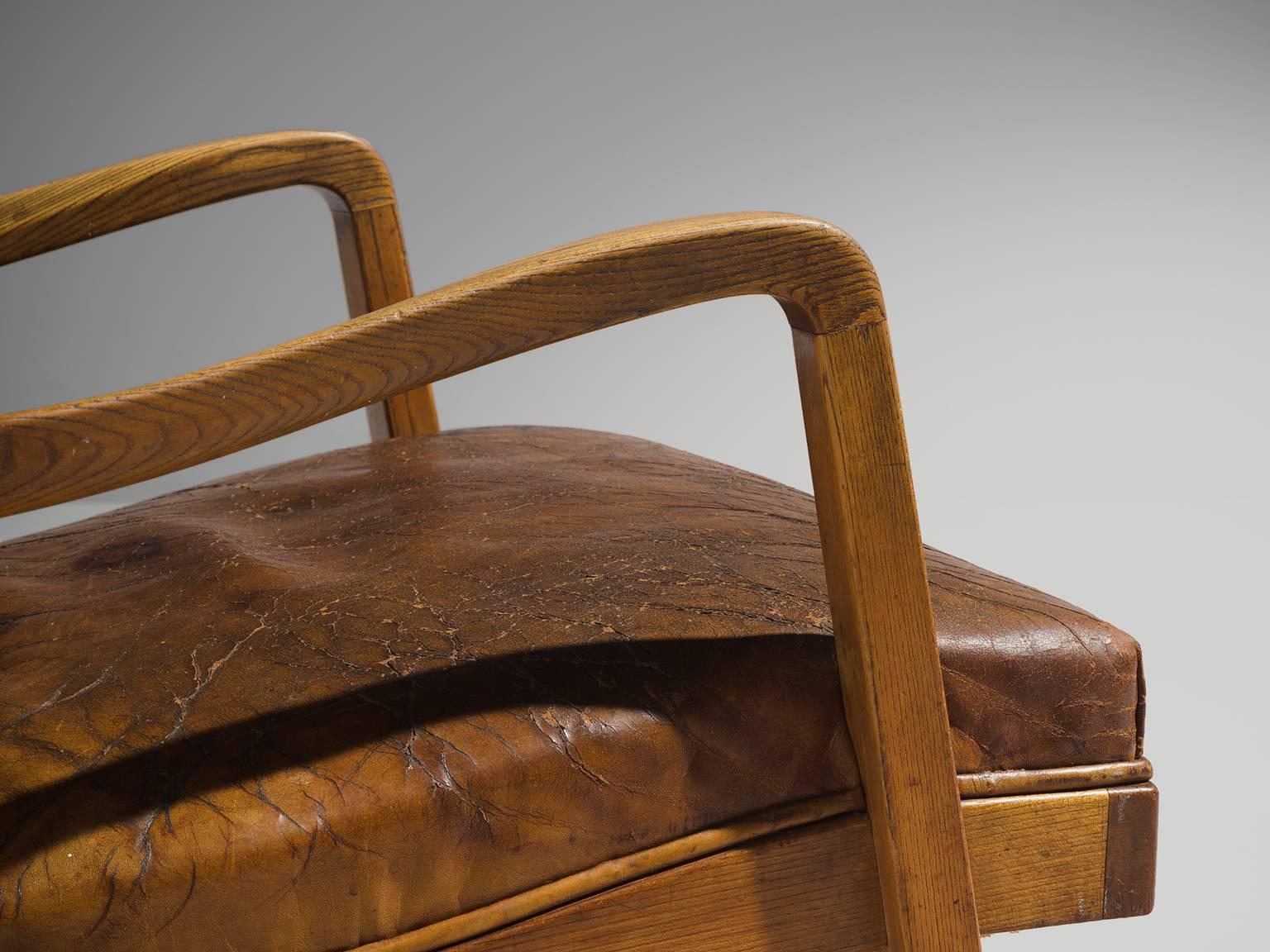 Peter Hvidt Unique Early Wingback Chair in Cognac Leather 3
