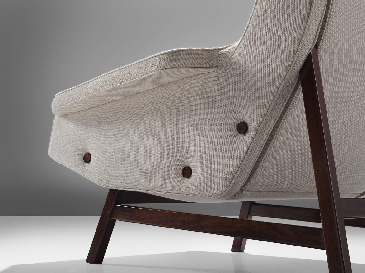 Fabric Gianfranco Frattini Reupholstered Lounge Chair for Cassina