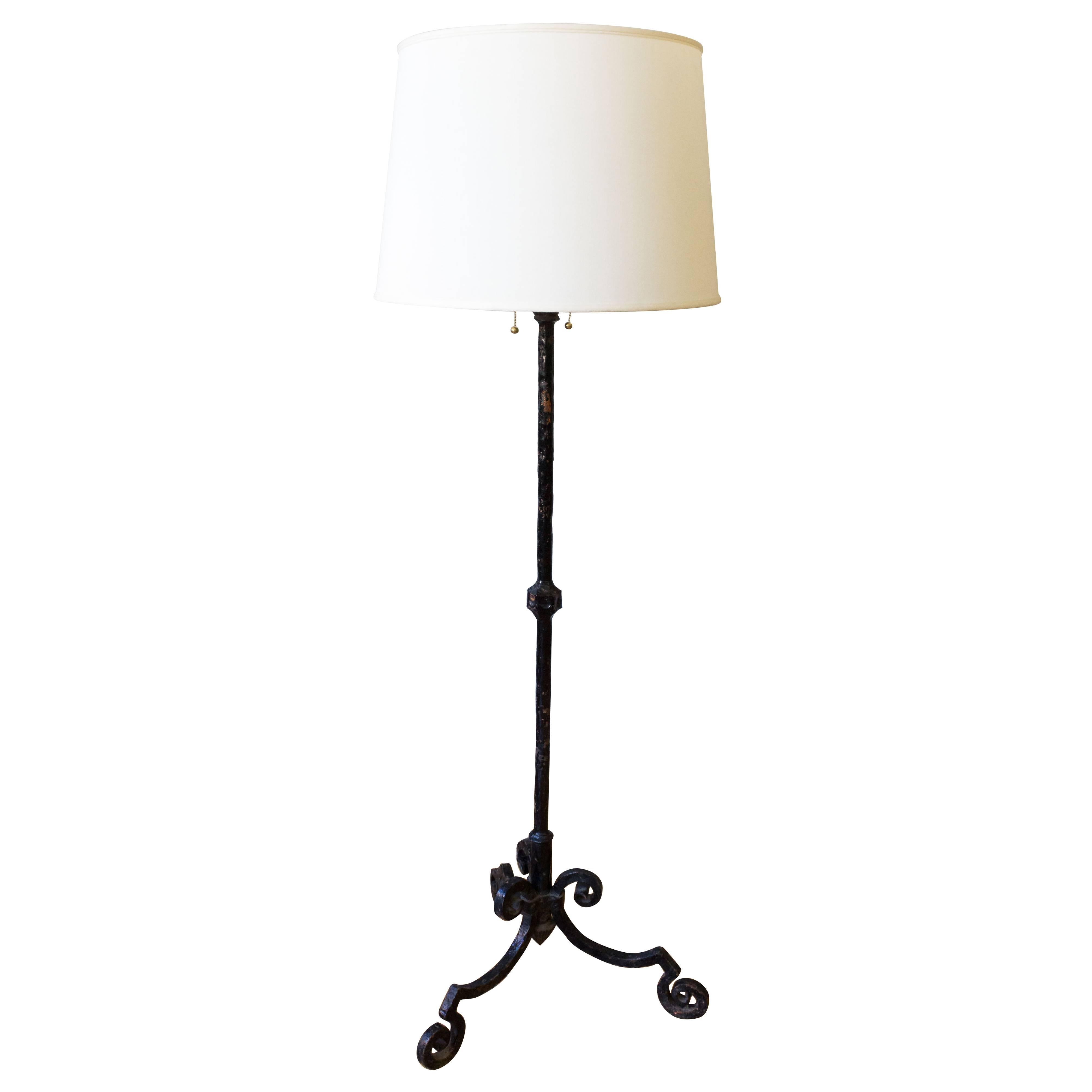 Large Painted Wrought Iron Floor Lamp