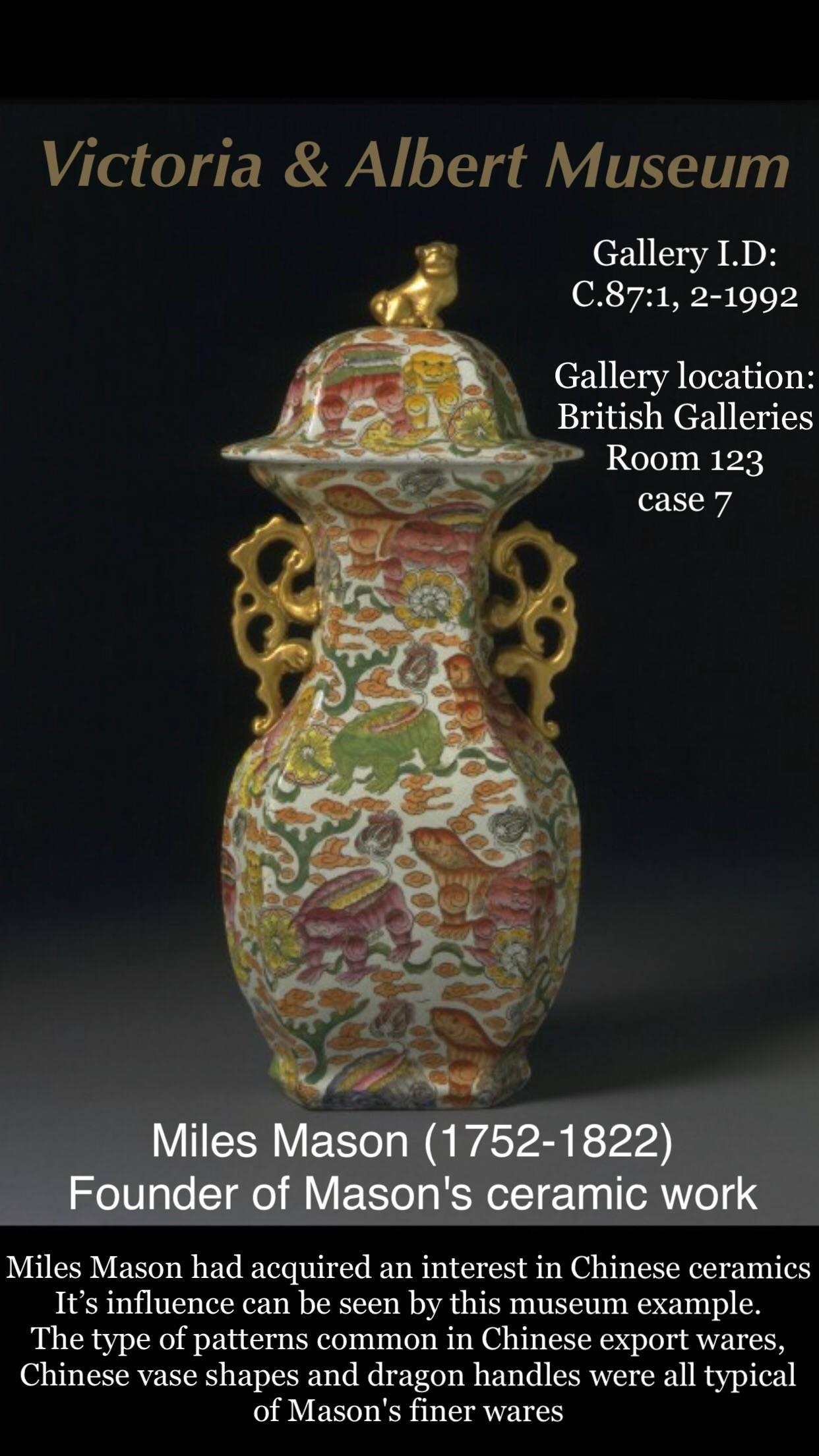 Pottery Fine Oriental Styled Lidded Vase by Masons For Sale