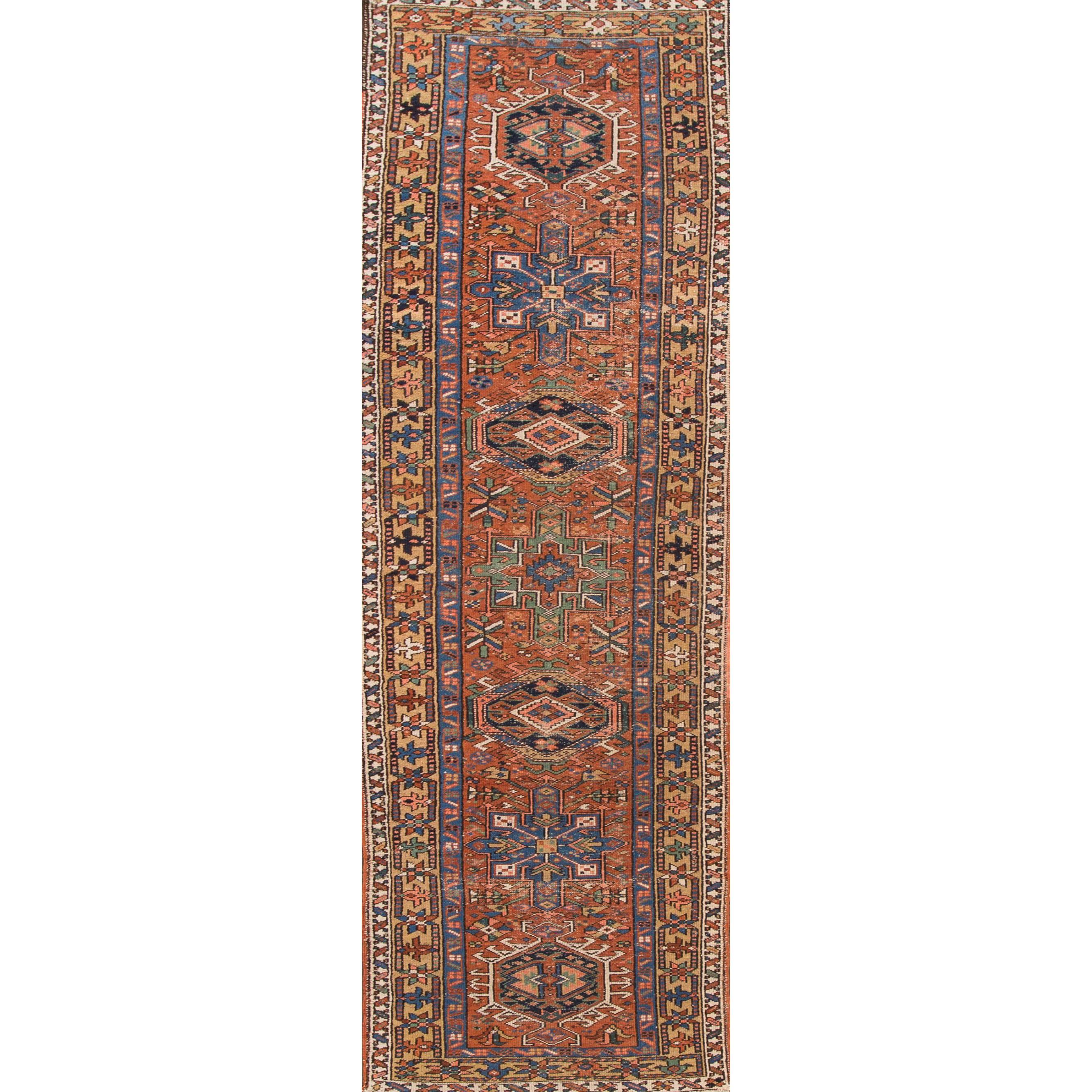 Vintage 1920s Rust/Orange Persian Heriz Carpet