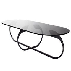 Interlock Steel and Smoked Glass Cocktail Table 2017 by Post & Gleam