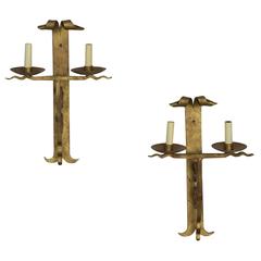 Pair of French Wrought Iron Sconces 3