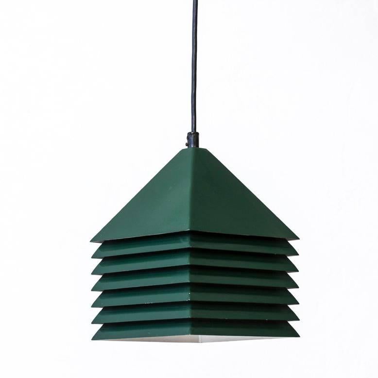 Forest Green Metal Pendant Lamp by Hans-Agne Jakobsson, Sweden, 1960s