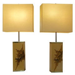 Pair of Large Colorado 1970s Philippe Cheverny Cast Resin Lamps with Shades
