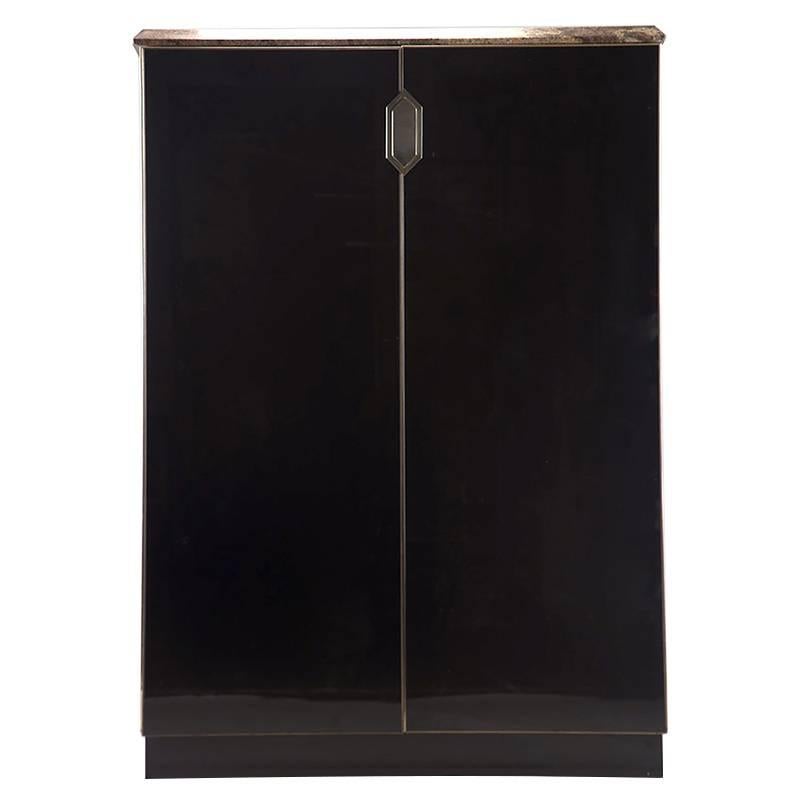 Midcentury Murano Glass Clad Cabinet with Marble Top For Sale