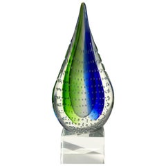 Vintage Sculptural Murano Glass Teardrop Bookend or Paperweight