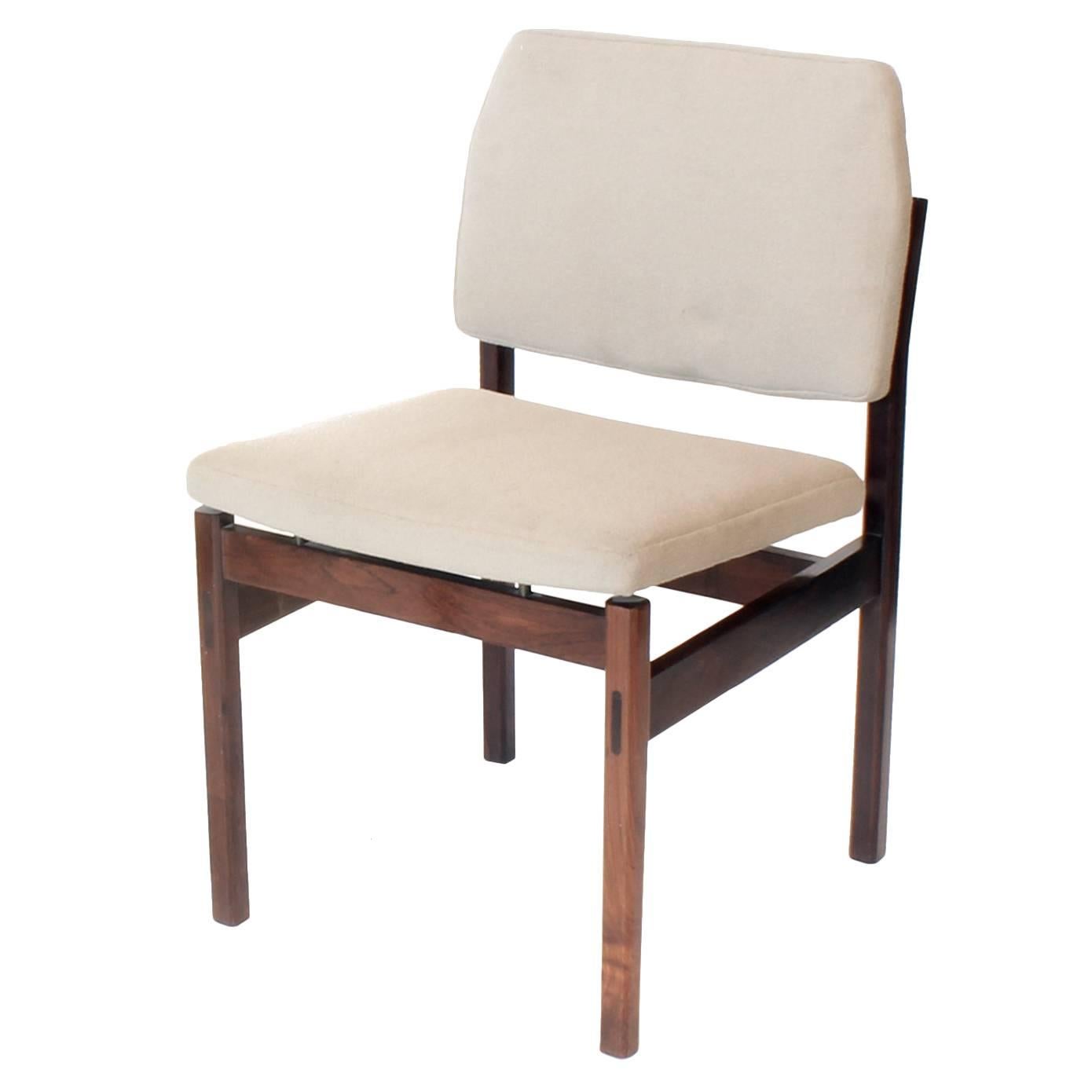 Arredamento Midcentury brazilian Chair in Rosewood with Linen Upholstery, 60s