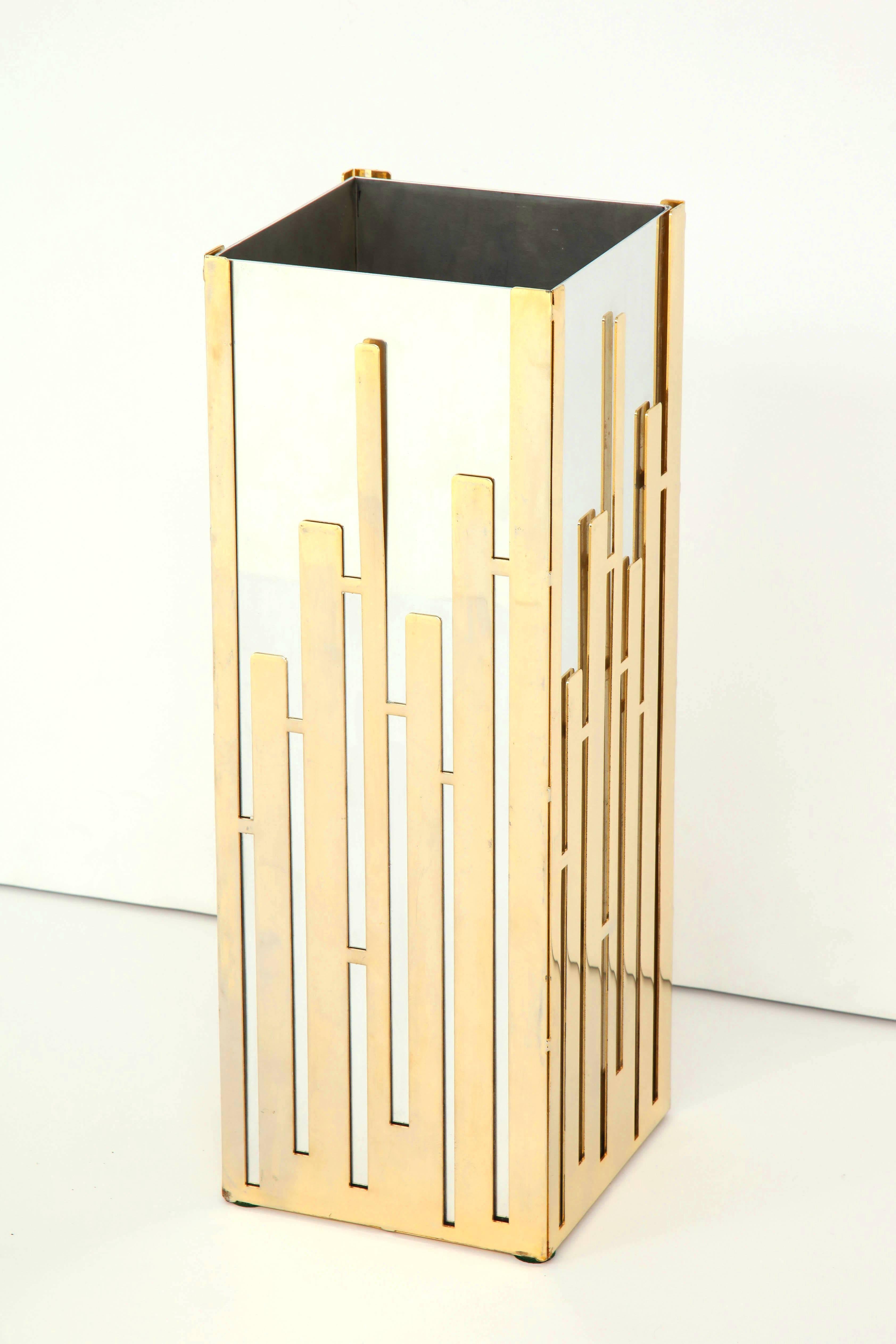 Late 20th Century Umbrella Stand in Nickel and Brass 