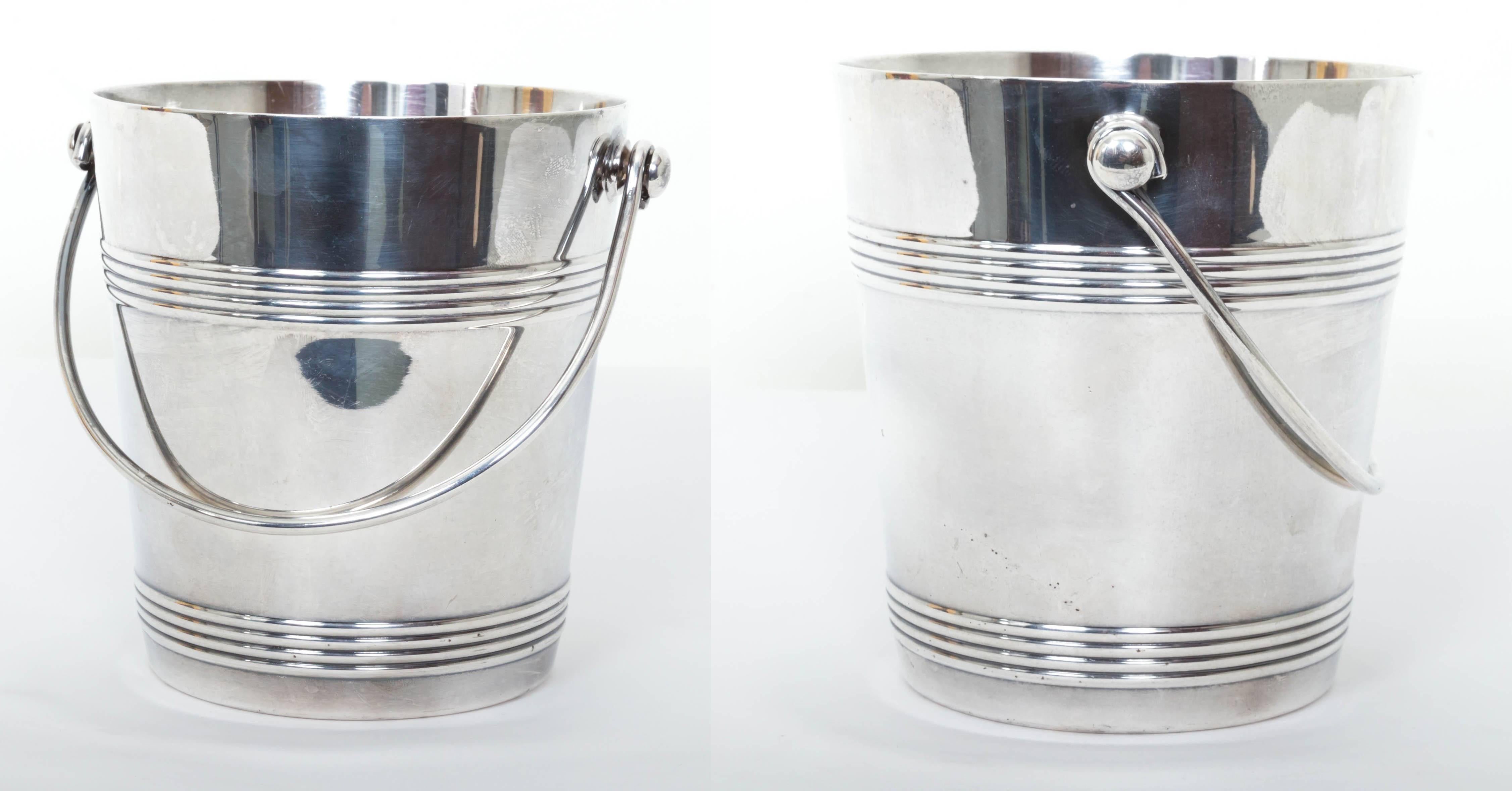 Mid-Century Modern Christofle Silver Plate Ice Bucket with Insert