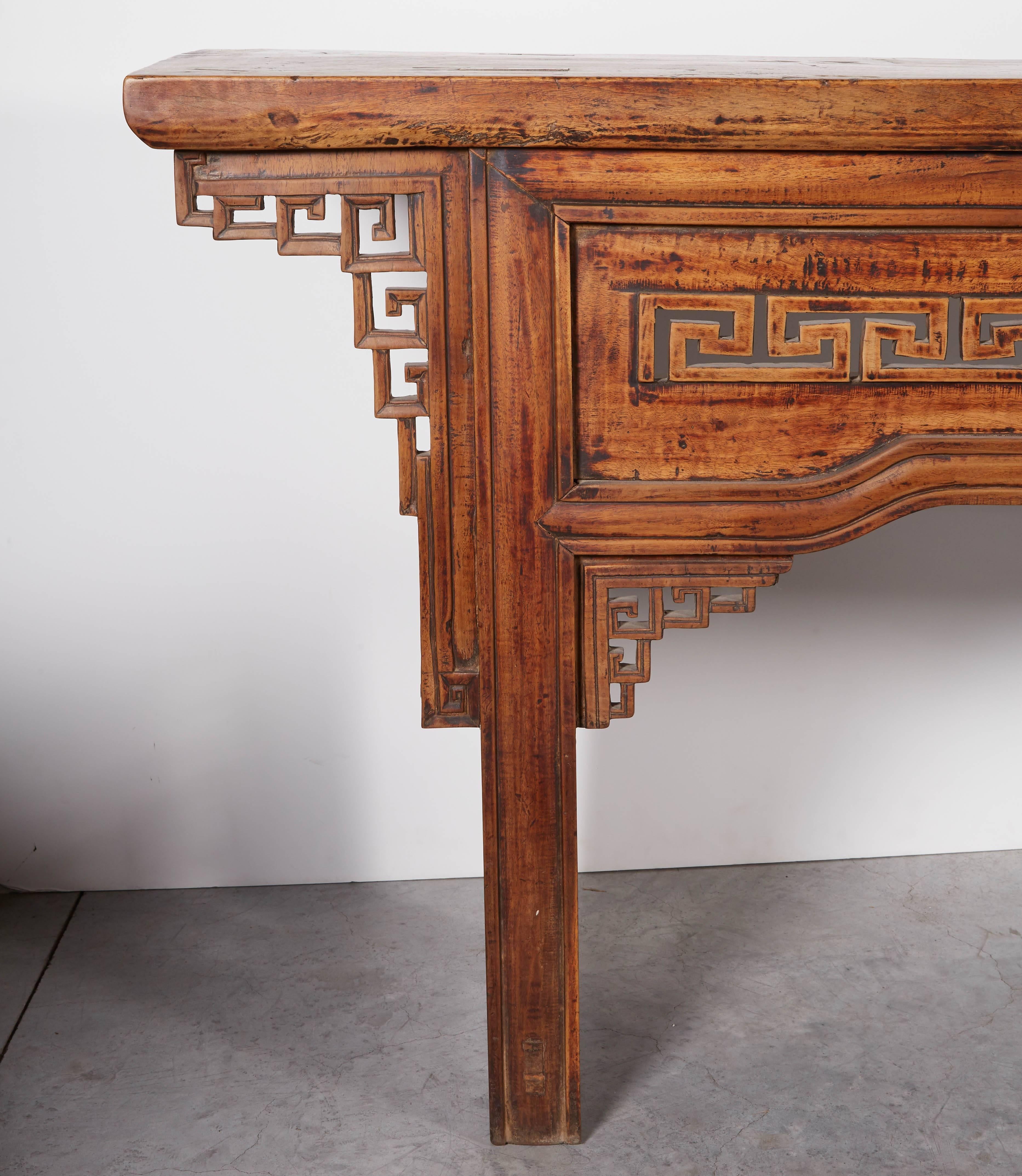 Chinese Fabulous 19th Century Walnut Altar Table With Great Patina For Sale