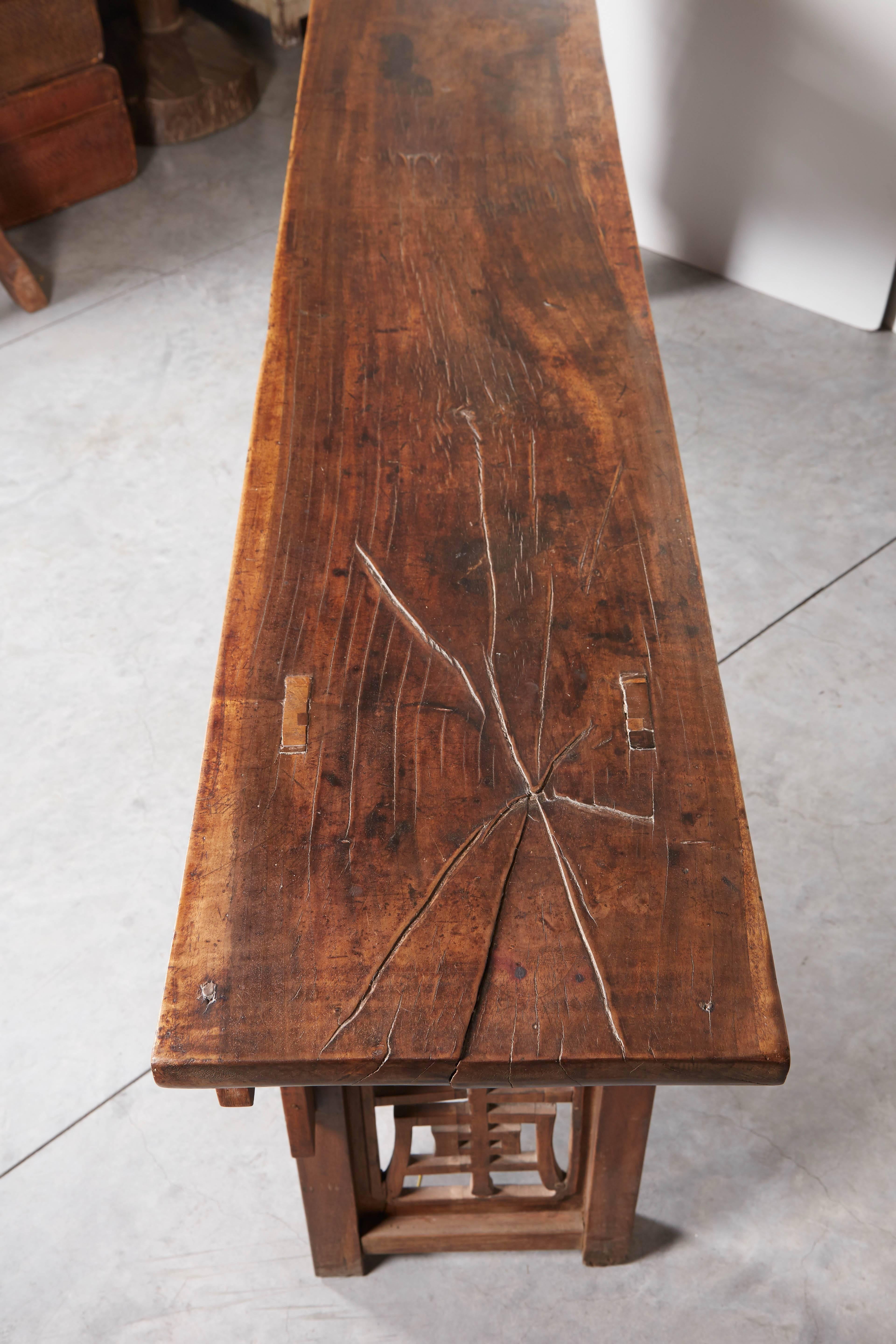 Fabulous 19th Century Walnut Altar Table With Great Patina For Sale 2