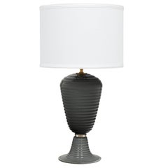 Single Murano Glass Gray Ridged Lamp