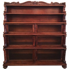 Early 19th Century West Indies Bajan Rosewood Tiered Bookcase with Shell Motif