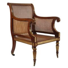 Antique Regency Parcel-Gilt Caned Armchair, England, circa 1810