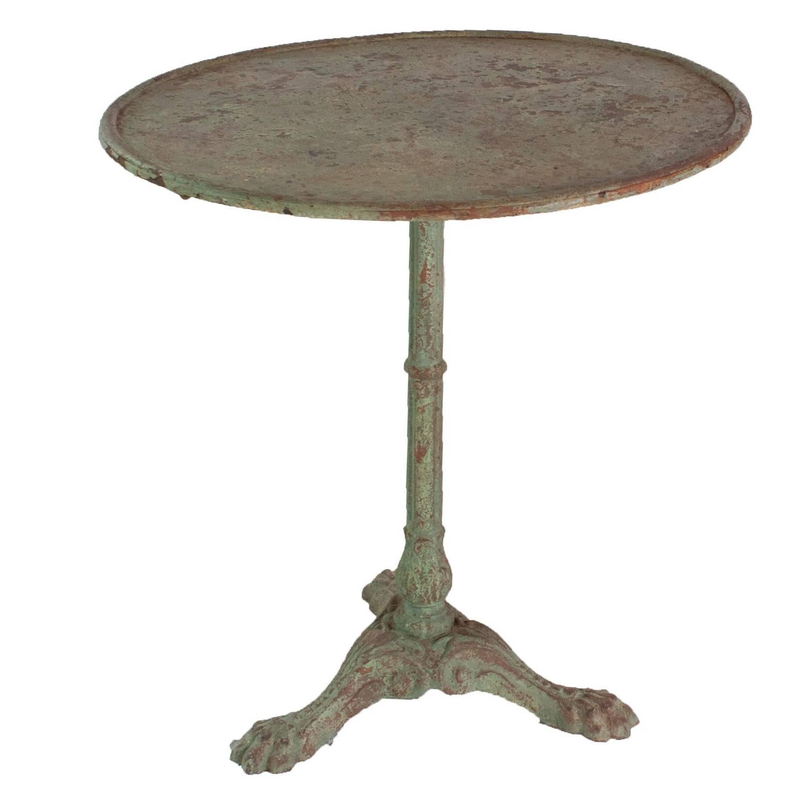  Light Green Painted Cast Iron Gueridon Table