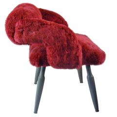 Used Fuchsia Rabbit Fur Vanity Chair by Godoy, 2007 Recycled Art Furniture