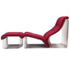 Pantonova Chaise oder Stuhl und Ottomane von Verner Panton, feines und seltenes Beispiel