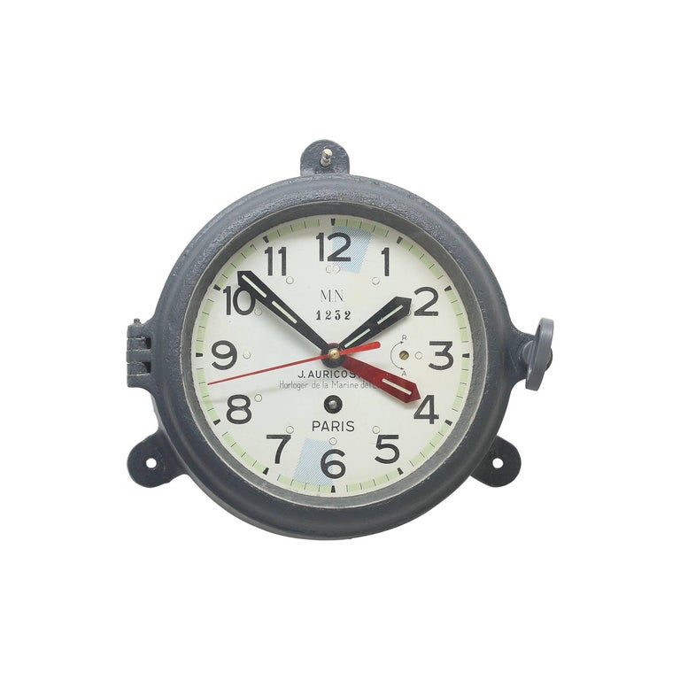 French Navy 1960s Radio Room Bulkhead Clock For Sale at 1stDibs