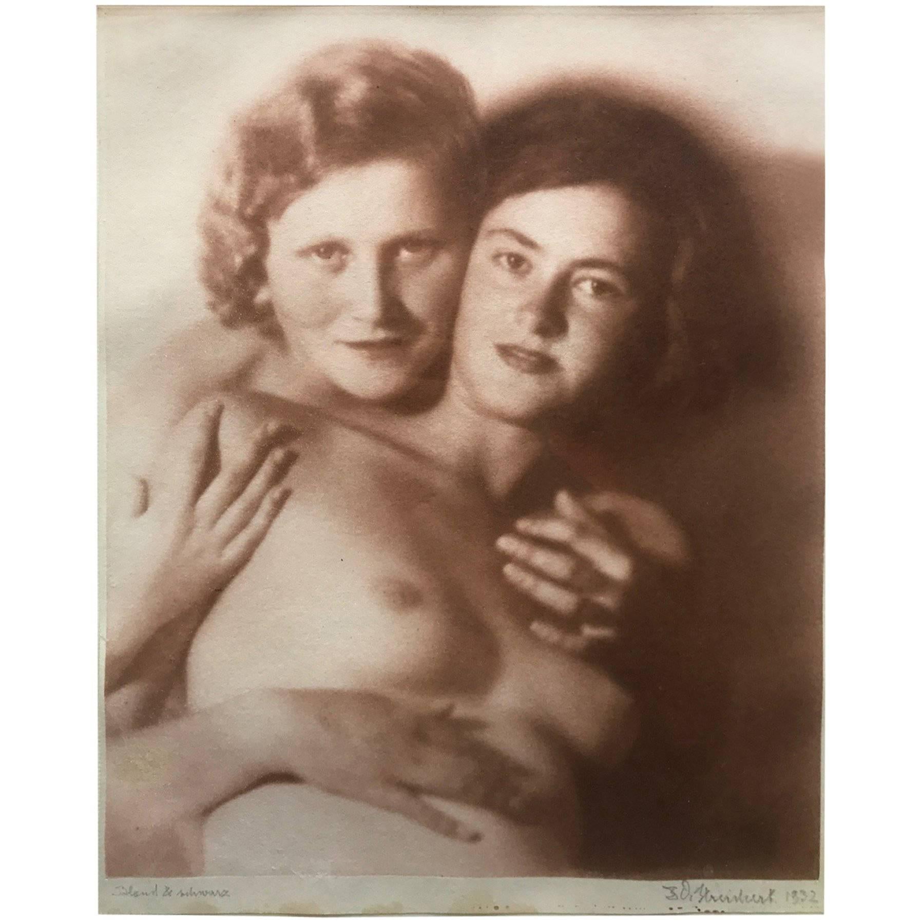 J. Streicher 1932 Nude photo Two Women Austria Sign  For Sale
