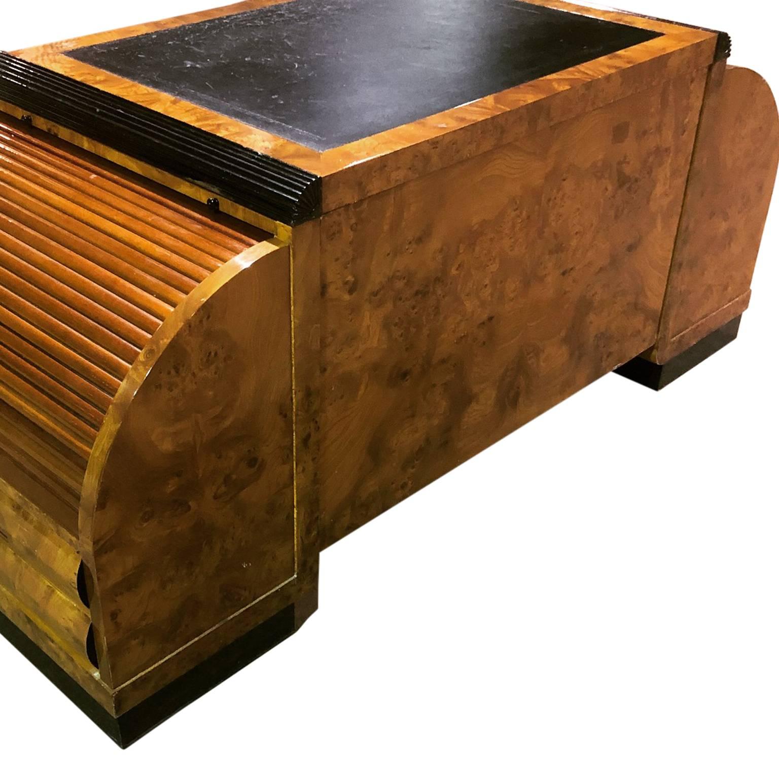 Early 20th century burl wood Art Deco writing desk or vanity.
Assembles in in three main parts.
$125 flat rate front door delivery includes Washington DC metro, Baltimore and Philadelphia